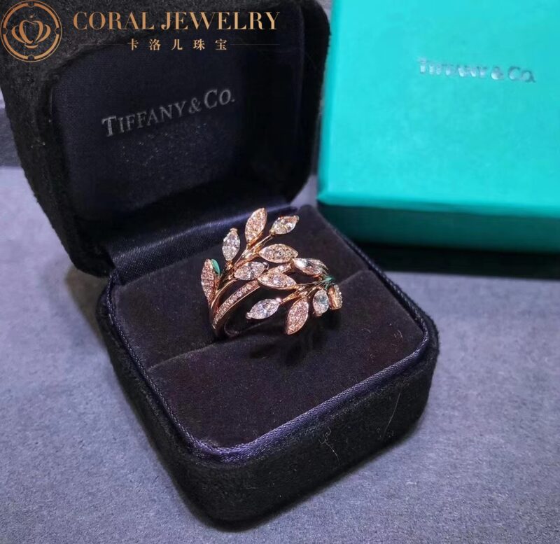 Tiffany Victoria Diamond Vine Bypass Ring In 18k Rose Gold Coral 38