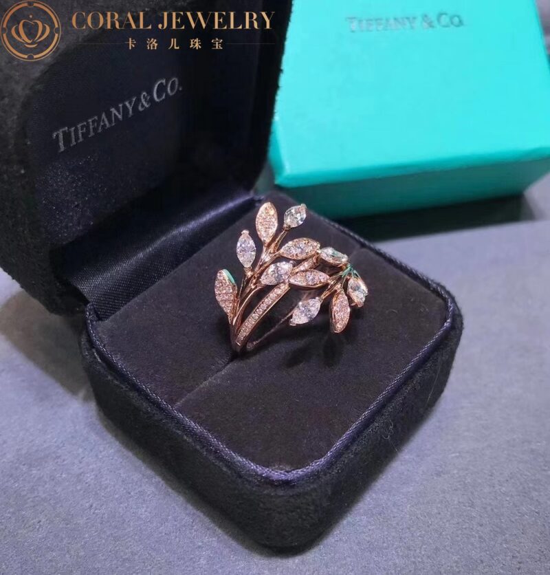 Tiffany Victoria Diamond Vine Bypass Ring In 18k Rose Gold Coral 47