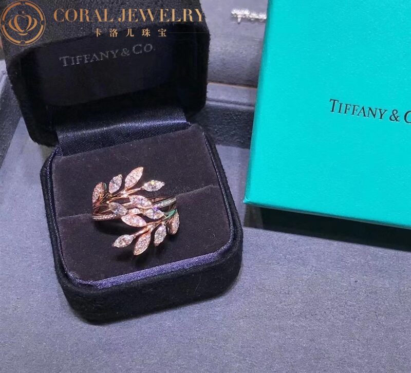 Tiffany Victoria Diamond Vine Bypass Ring In 18k Rose Gold Coral 56