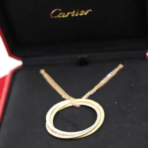 Cartier Trinity All Diamond Pendant Necklace on a Triple Chain 2