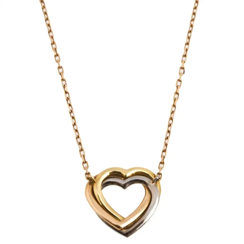 Cartier Heart Three Tone 18k Gold Necklace Cartier Trinity de 2