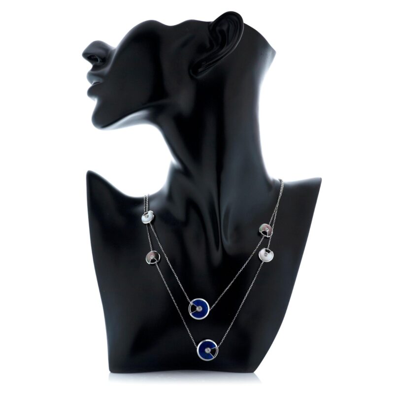 Cartier Amulette De Cartier Necklace Diamond Lapis & Mother of Pearl in 18k White Gold 3