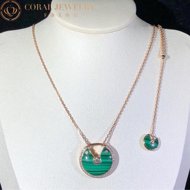 Cartier Amulette De Cartier N7424148 Necklace Medium Model Rose Gold Diamonds Malachite 3