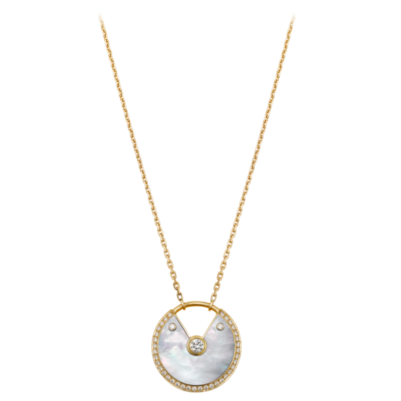 Cartier N3299008 Amulette De Cartier Necklace Medium Model Yellow Gold Diamonds White mother of pearl 1