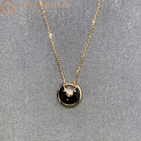 Cartier Amulette De Cartier B7224558 Necklace Small Model Rose Gold Onyx 4