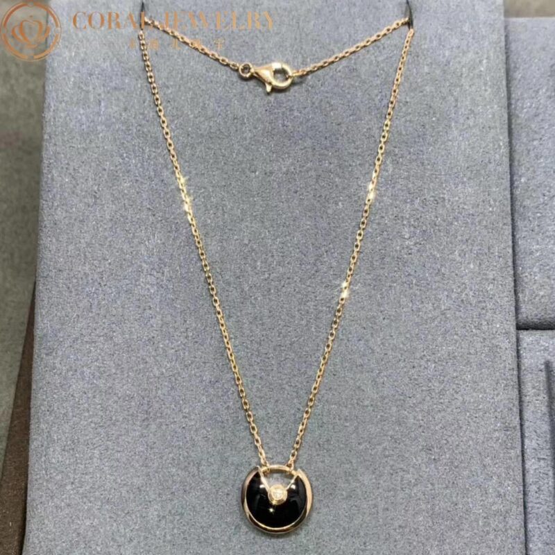 Cartier Amulette De Cartier B7224558 Necklace Small Model Rose Gold Onyx 2