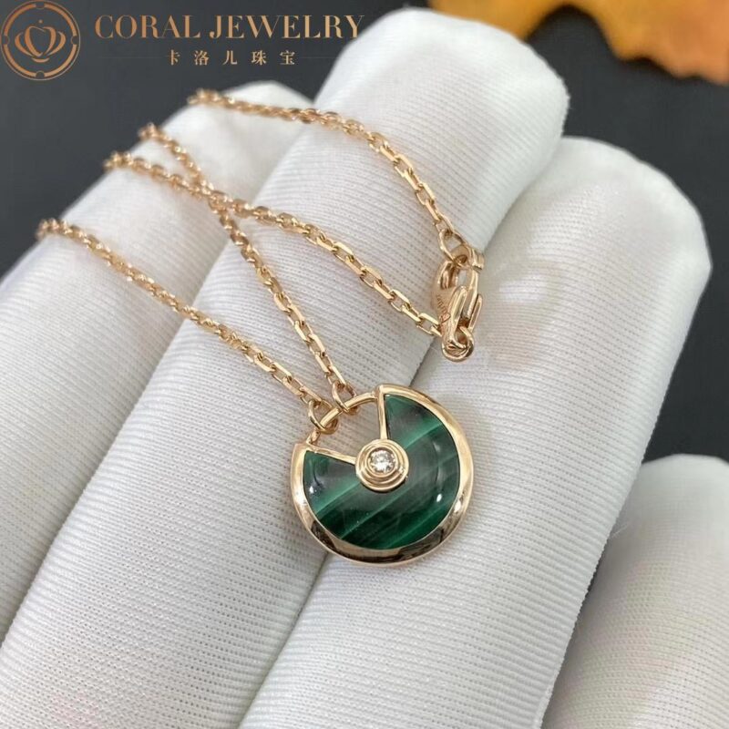 Cartier Amulette De Cartier B7224550 Necklace XS Model Rose Gold Malachite 2