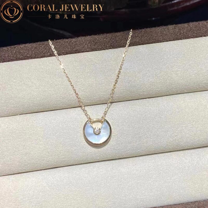 Cartier Amulette De B3047100 Cartier Necklace XS Model Yellow Gold White Mother-of-pearl 9