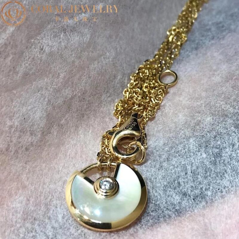 Cartier Amulette De B3047100 Cartier Necklace XS Model Yellow Gold White Mother-of-pearl 6