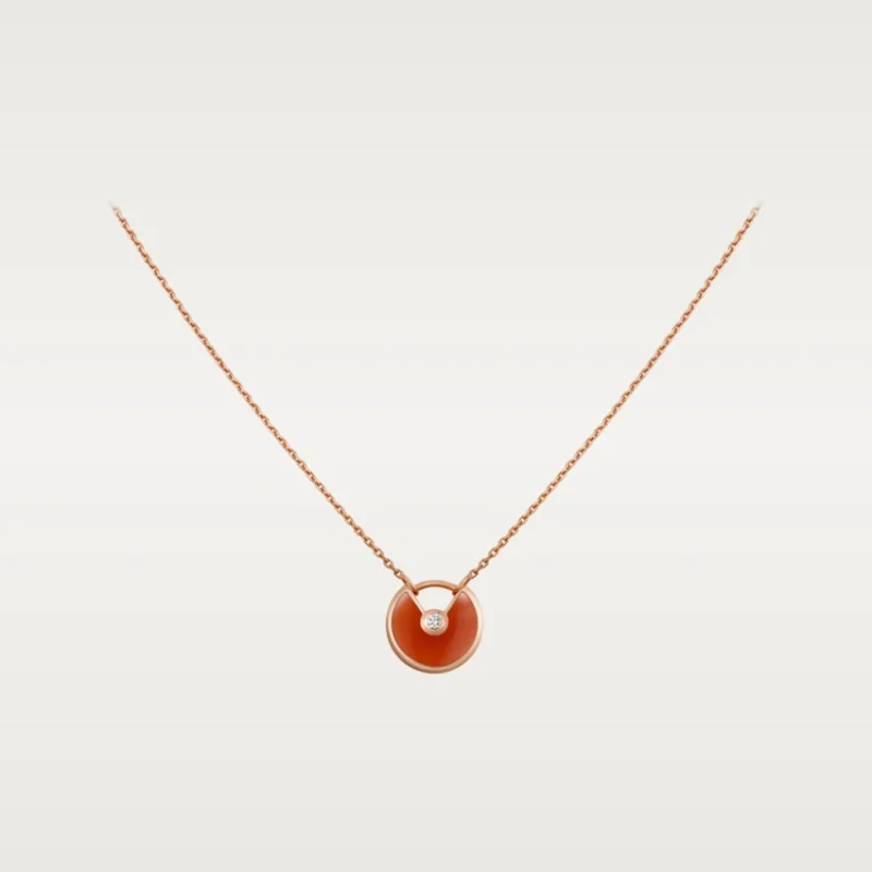 Cartier Amulette De B7224518 Cartier Necklace XS Rose Gold Carnelian Diamond 1