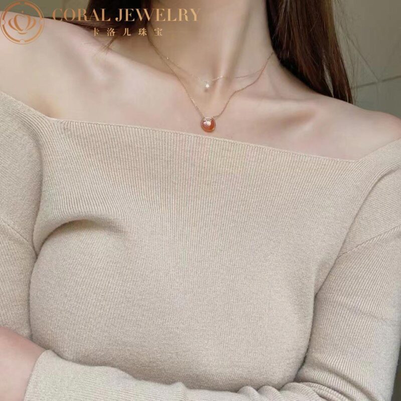 Cartier Amulette De B7224518 Cartier Necklace XS Rose Gold Carnelian Diamond 4