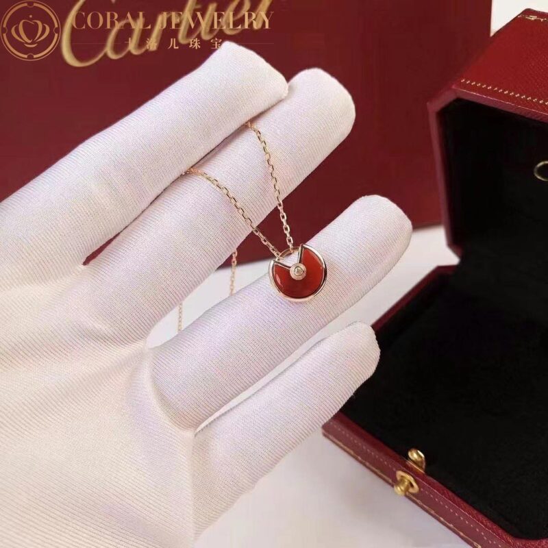 Cartier Amulette De B7224518 Cartier Necklace XS Rose Gold Carnelian Diamond 2