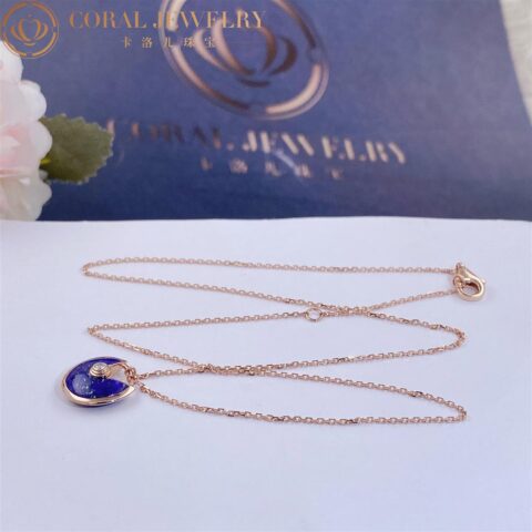 Cartier Amulette De Cartier B3153108 Necklace XS Rose Gold Lapis Lazuli Diamond 7