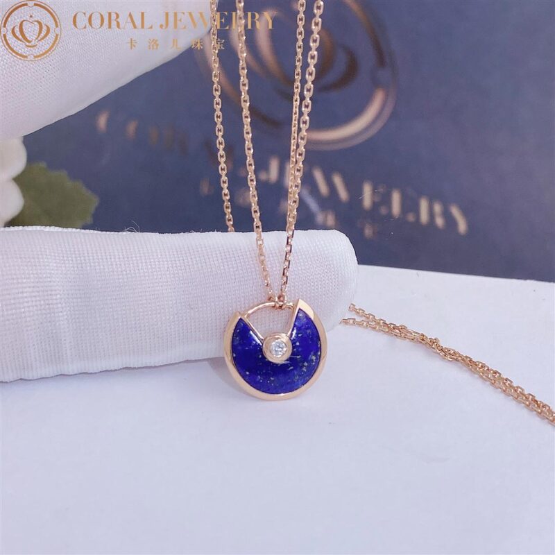 Cartier Amulette De Cartier B3153108 Necklace XS Rose Gold Lapis Lazuli Diamond 4