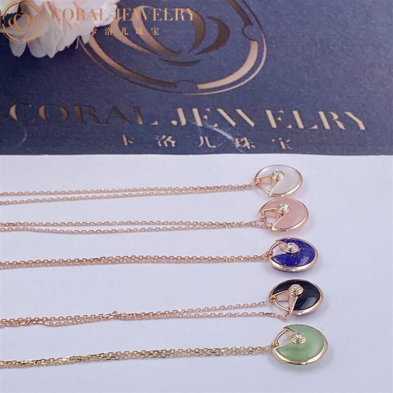 Cartier Amulette De Cartier B3153108 Necklace XS Rose Gold Lapis Lazuli Diamond 2