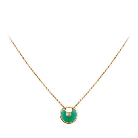 Cartier Amulette De Cartier B7224520 Necklace XS Yellow Gold Chrysoprase Diamond 1