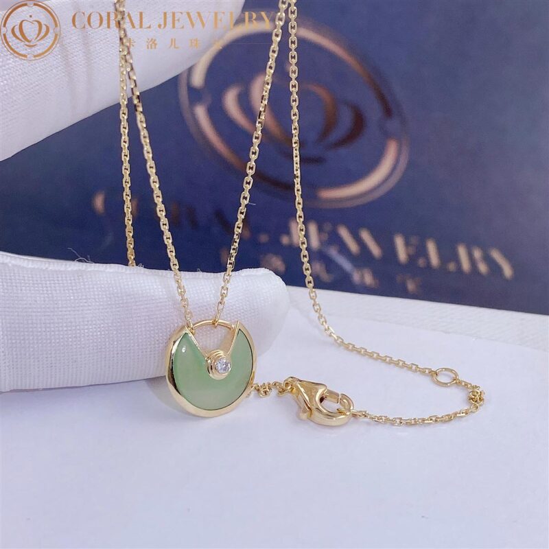 Cartier Amulette De Cartier B7224520 Necklace XS Yellow Gold Chrysoprase Diamond 9