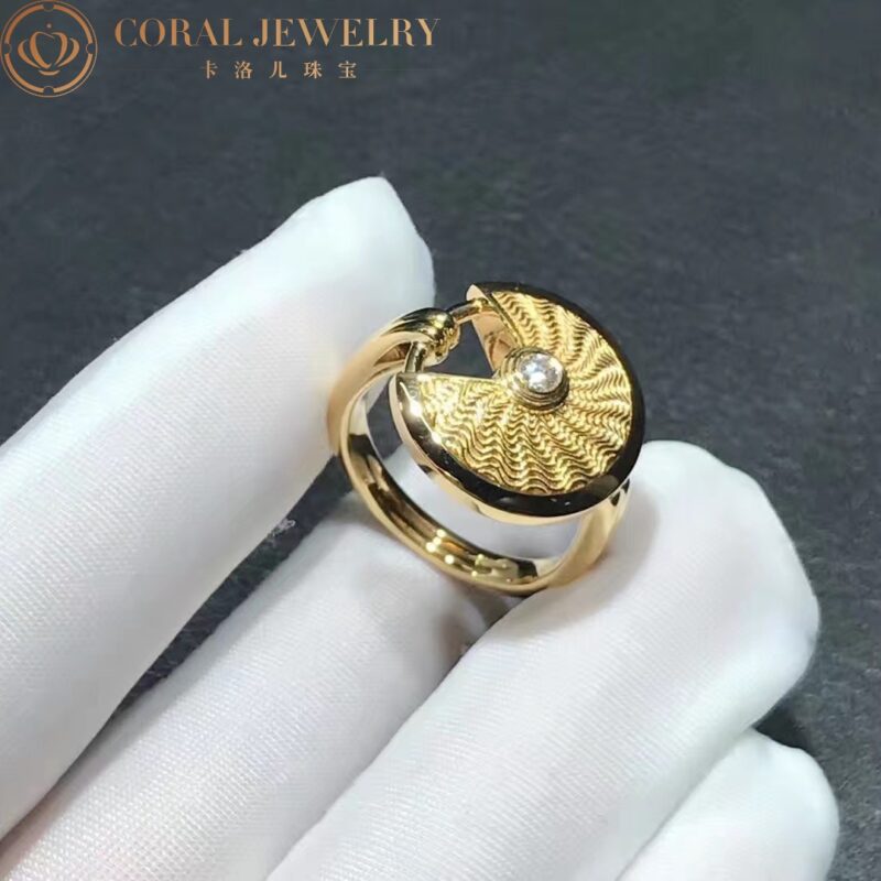 Cartier Amulette De Cartier Ring B4217100 with Guilloché Gold 7