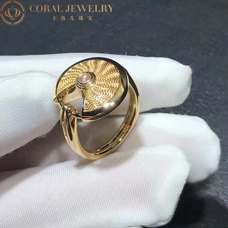 Cartier Amulette De Cartier Ring B4217100 with Guilloché Gold 5