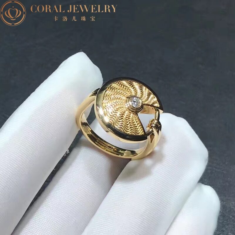 Cartier Amulette De Cartier Ring B4217100 with Guilloché Gold 2