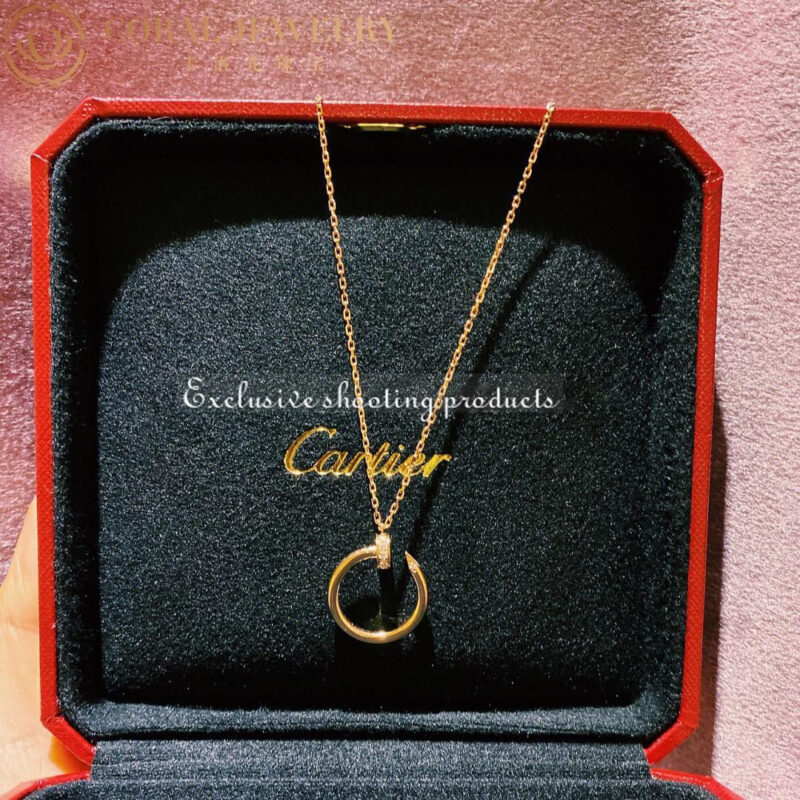 cartier juste un clou necklace rose gold diamonds ref b7224513 coral 9