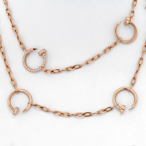 Cartier N7413400 Juste Un Clou Rose Gold Diamond Chain Necklace 15
