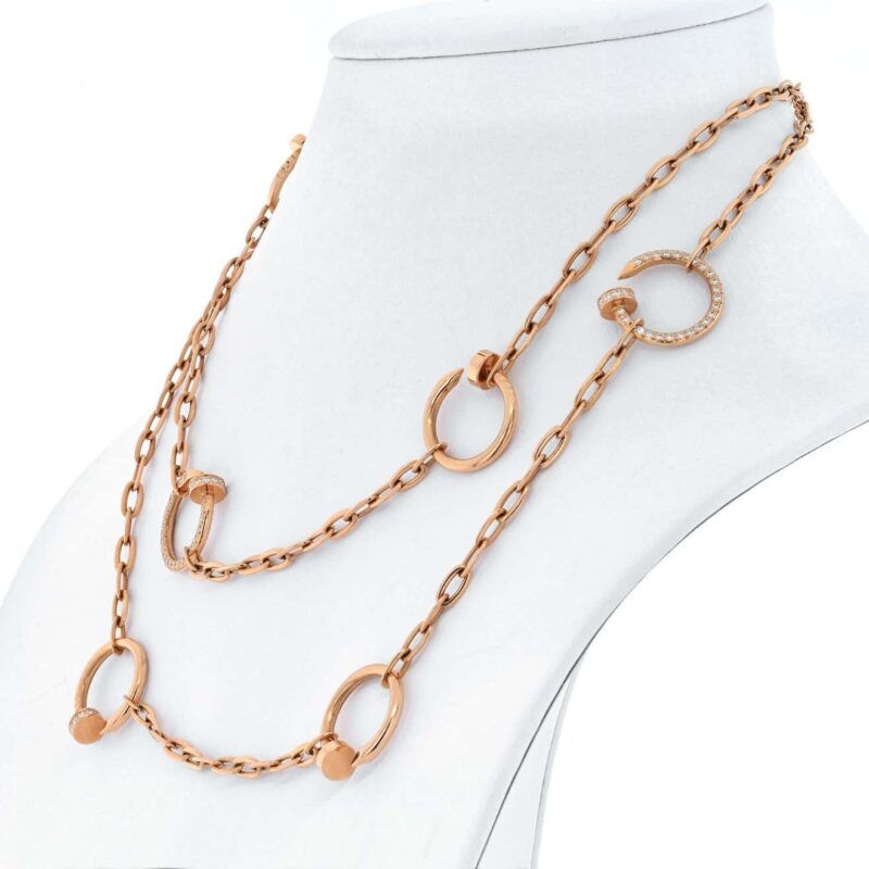 Cartier N7413400 Juste Un Clou Rose Gold Diamond Chain Necklace 14