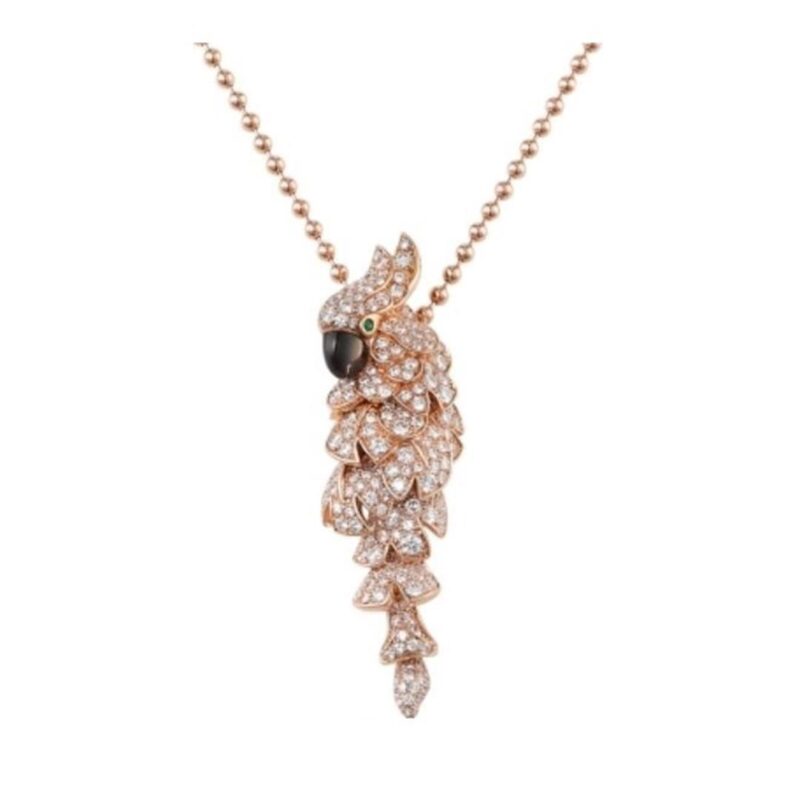 Cartier Les Oiseaux Libérés Necklace Rose Gold Mother-of Pearl Emeralds Diamonds N7424217 1