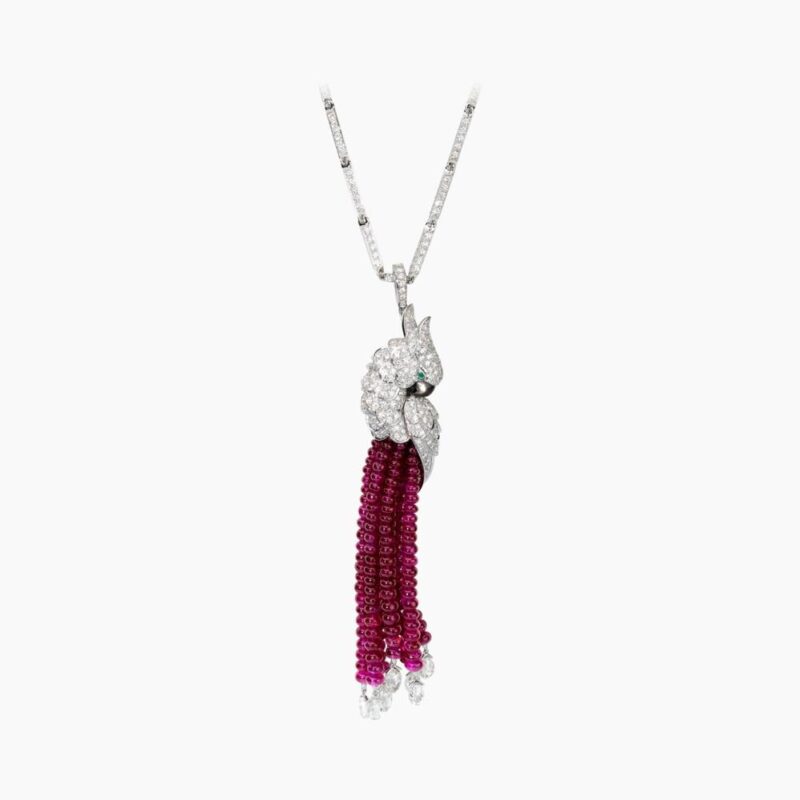 Cartier Les Oiseaux Libérés Necklace White Gold Diamond Beads Pendant 13CT HP700679 HP700678 HP700677 6