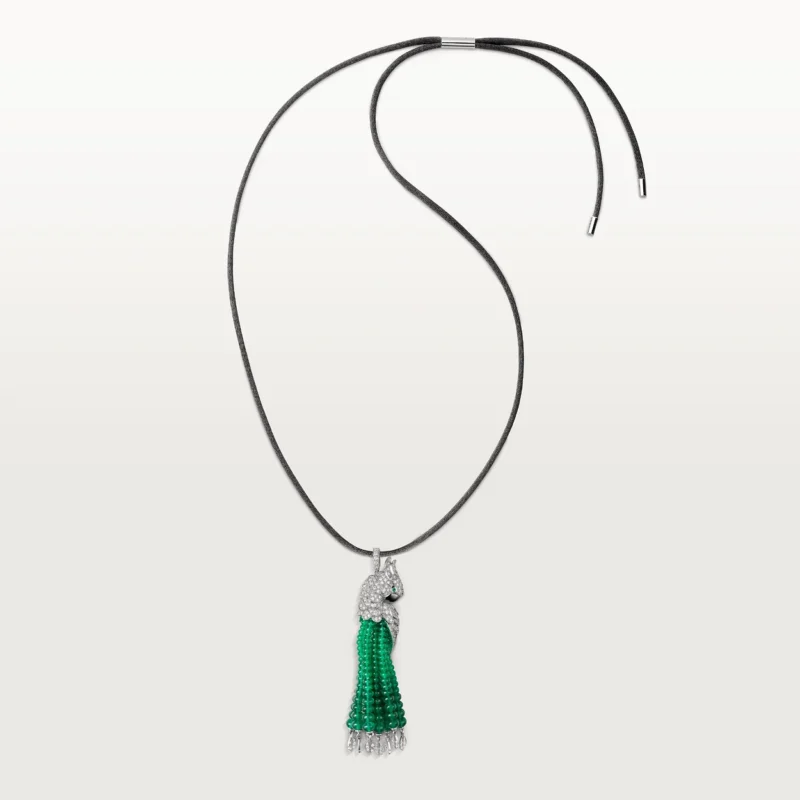 Cartier Les Oiseaux Libérés H3000008 Necklace White Gold Grey Mother-of Pearl Emeralds Diamonds 6