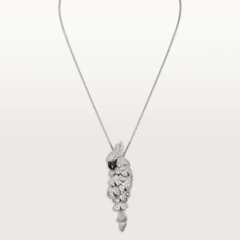 Cartier Les Oiseaux Libérés N3109100 Necklace White Gold Mother-of Pearl Emeralds Diamonds 1