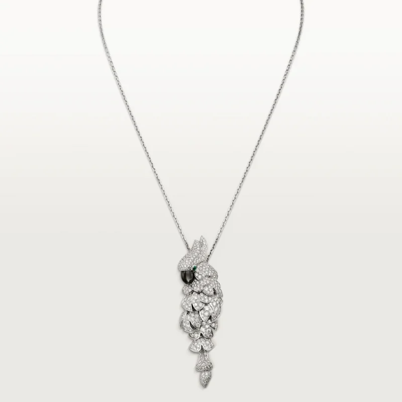 Cartier Les Oiseaux Libérés N3109100 Necklace White Gold Mother-of Pearl Emeralds Diamonds 1