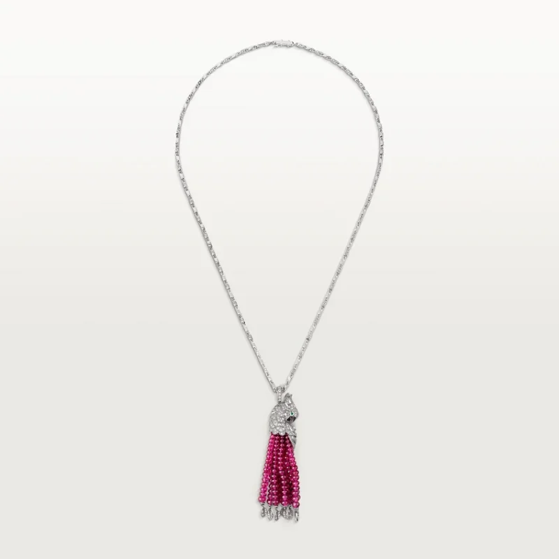 Cartier Les Oiseaux Libérés H3000006 Necklace White Gold Ruby Diamond Parrot 1