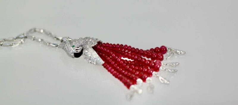 Cartier Les Oiseaux Libérés H3000006 Necklace White Gold Ruby Diamond Parrot 3