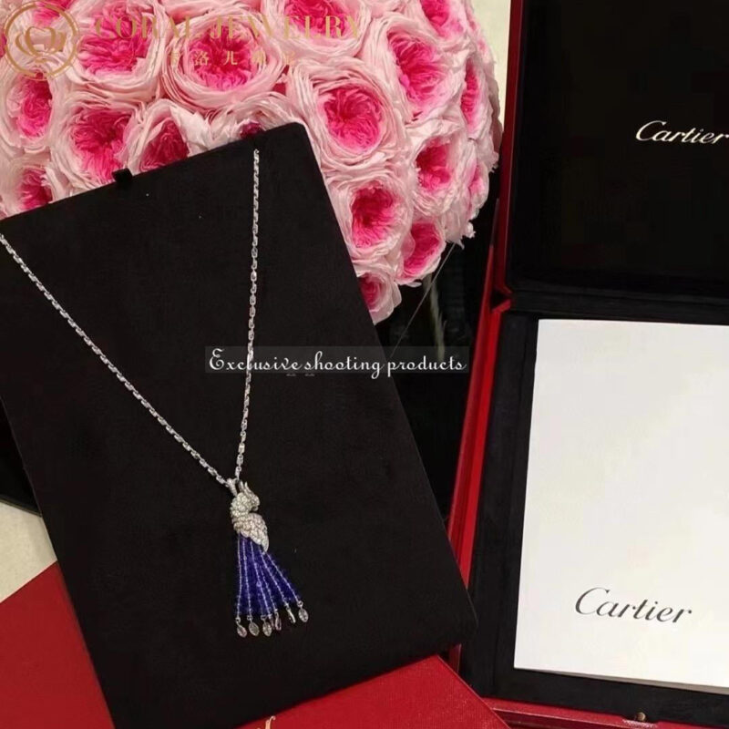 Cartier Les Oiseaux Libérés H3000004 Necklace White Gold Sapphire Diamond Parrot 4