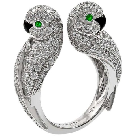 Cartier Les Oiseaux N4244800 Libérés Ring White Gold Diamond Love Birds Ring 6