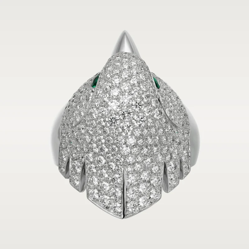 Cartier Les Oiseaux Libérés H4317000 Ring White Gold Emeralds diamonds 5