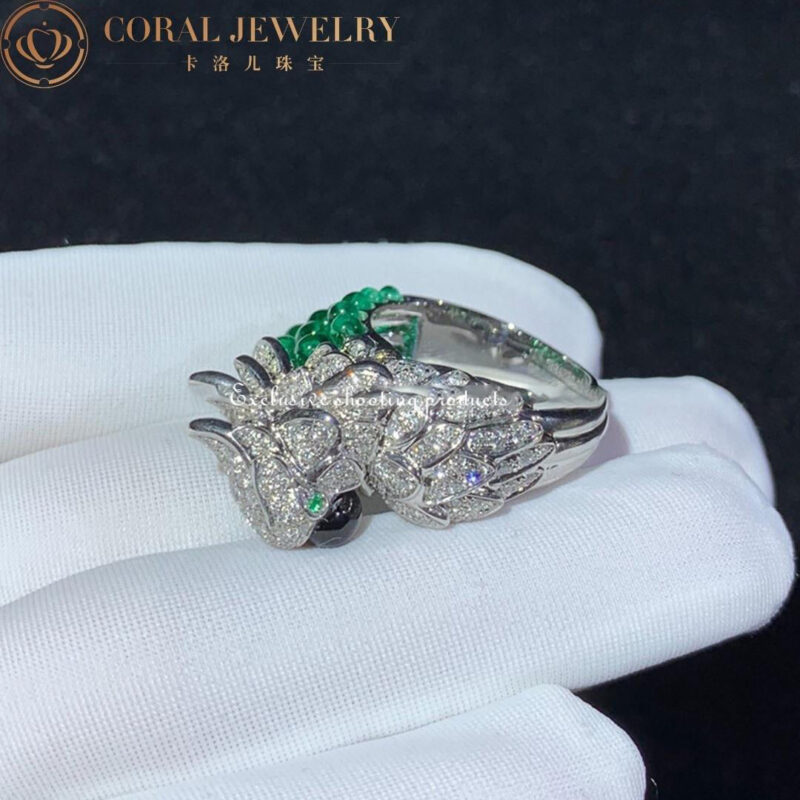 Cartier Les Oiseaux Libérés H4312148 Ring White Gold Grey Mother-of-pearl Emeralds diamonds 3