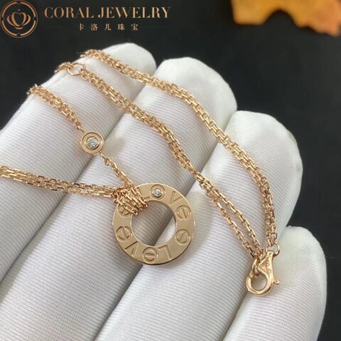 Cartier Love Necklace B7224509 2 Diamonds Rose Gold 11