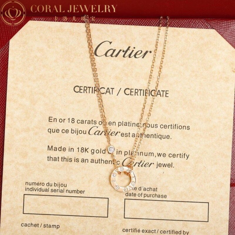 Cartier Love Necklace B7224509 2 Diamonds Rose Gold 5