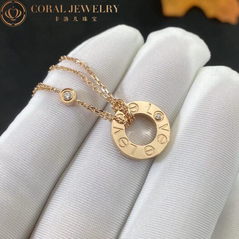 Cartier Love Necklace B7224509 2 Diamonds Rose Gold 10