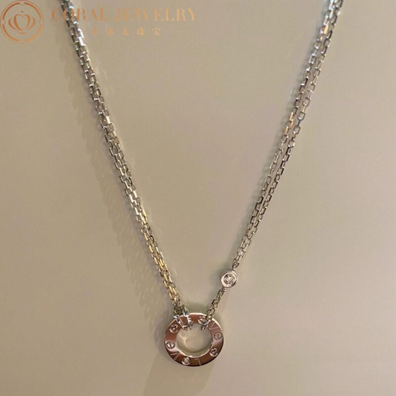 Cartier Love Necklace B7219400 2 Diamonds White Gold 11