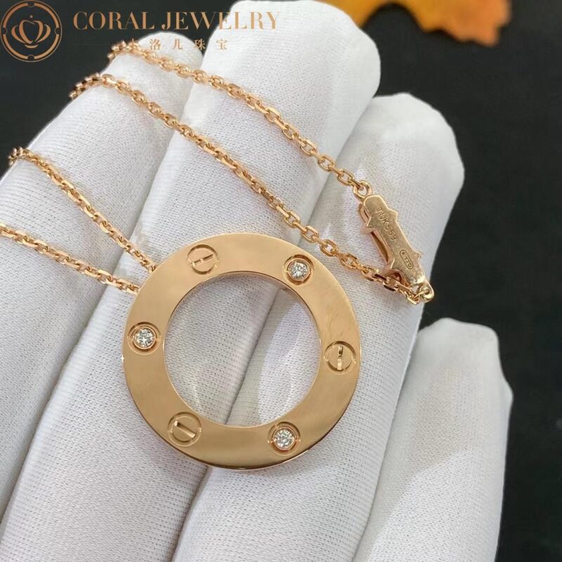 Cartier Love Necklace B7014700 3 Diamonds Rose Gold 7