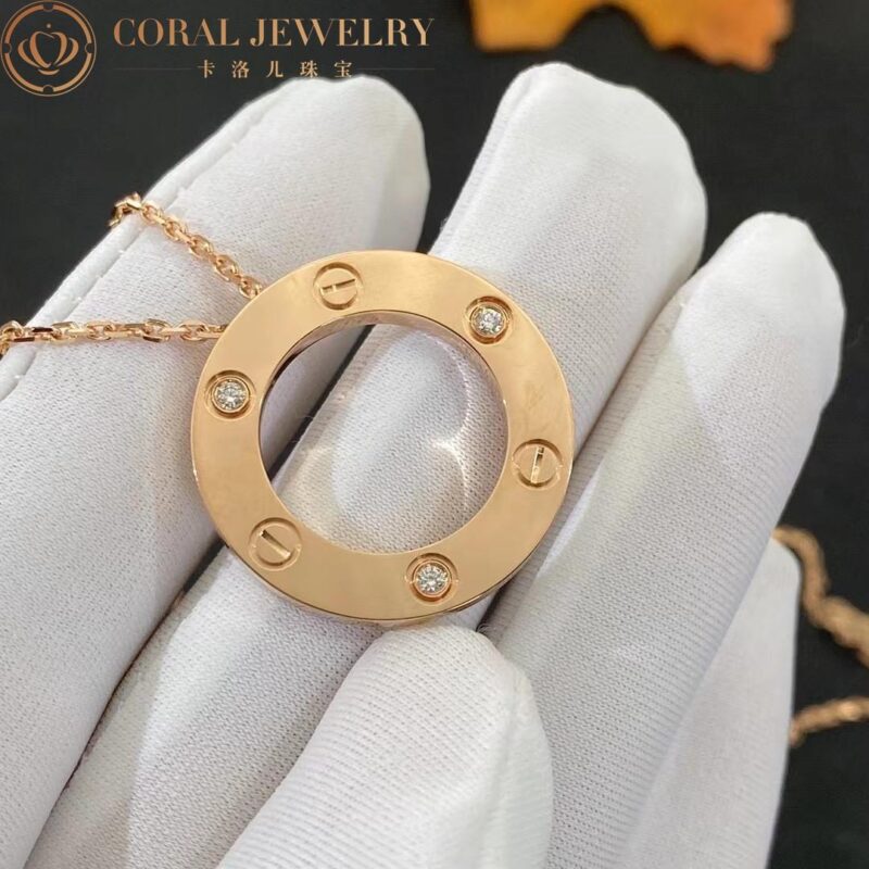 Cartier Love Necklace B7014700 3 Diamonds Rose Gold 6