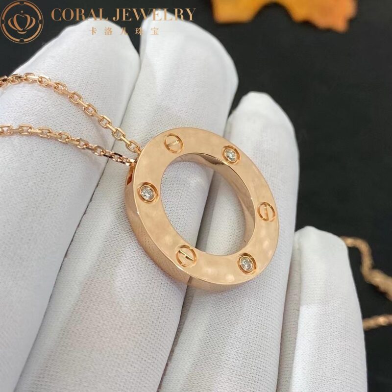 Cartier Love Necklace B7014700 3 Diamonds Rose Gold 5