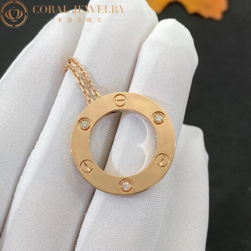 Cartier Love Necklace B7014700 3 Diamonds Rose Gold 4