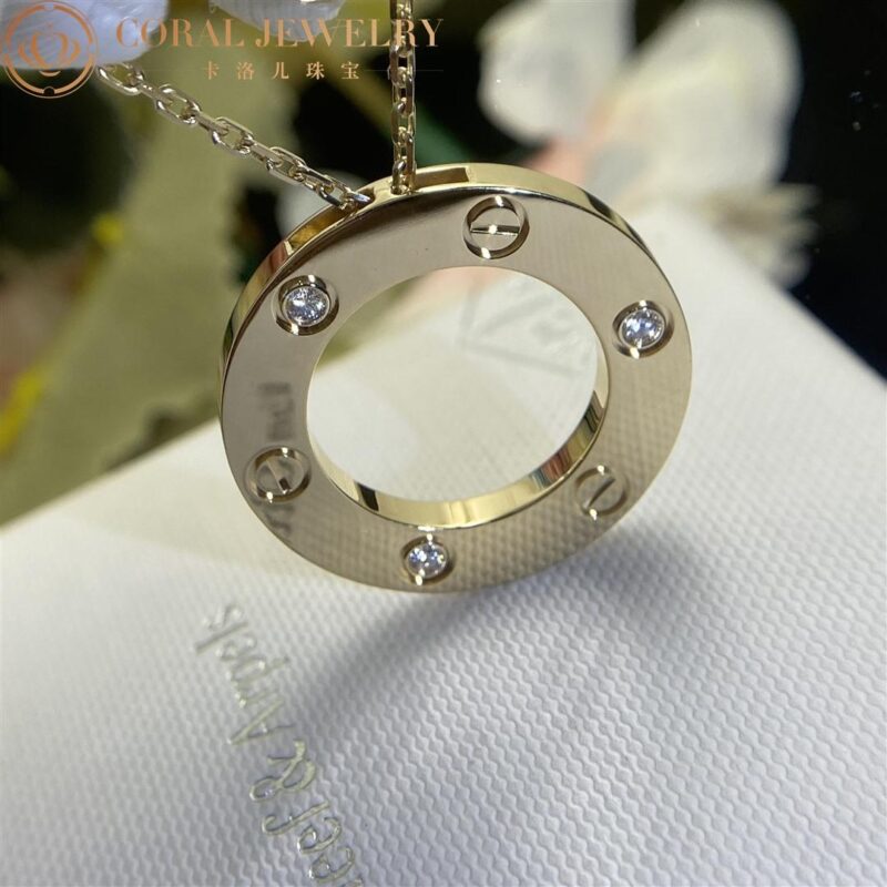 Cartier Love Necklace B7014500 3 Diamonds Yellow Gold 2