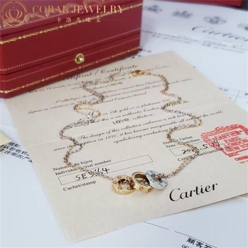 Cartier Love Necklace B7219700 6 Diamonds Rose Gold White Gold Diamonds 2