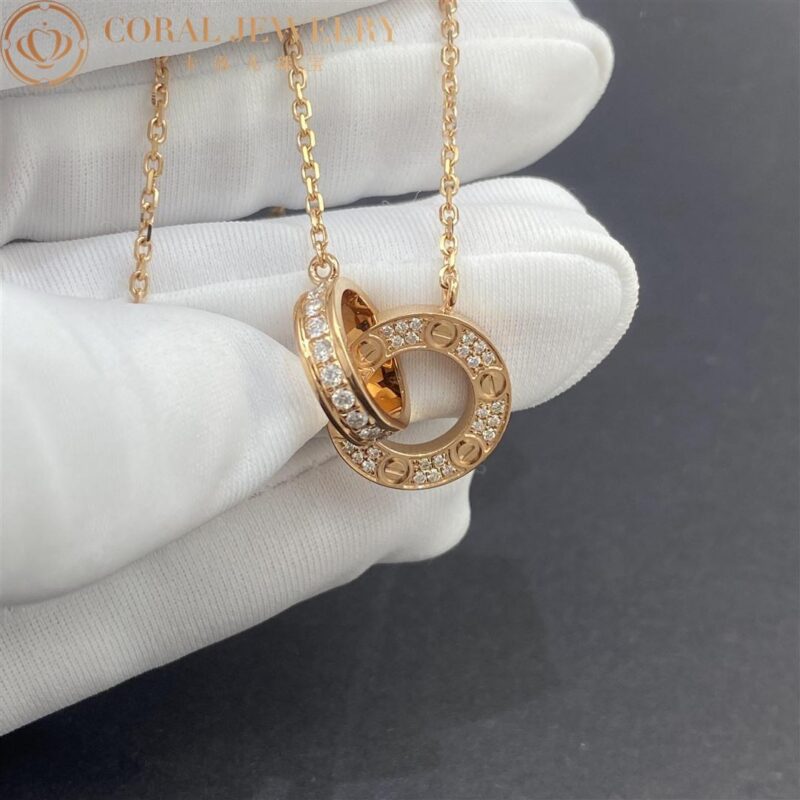 Cartier Love Necklace B7224528 Diamond-paved 18K Rose Gold 6