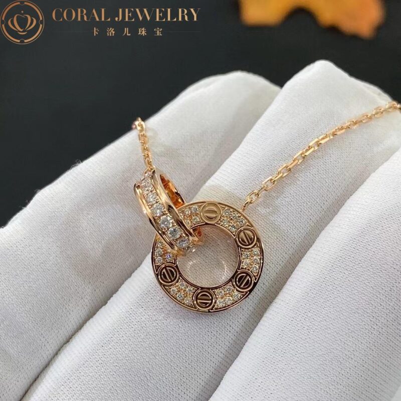 Cartier Love Necklace B7224528 Diamond-paved 18K Rose Gold 3